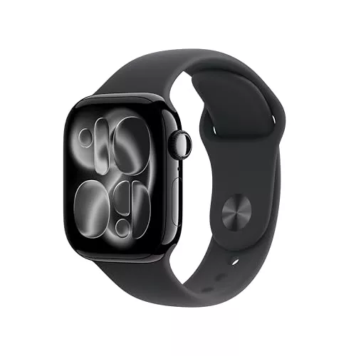 Apple Watch Series 11 GPS con caja de aluminio en negro azabache de 42 mm y correa deportiva negra-Talla M/L.Calidad del Sueño,monitores de entreno y salud,pantalla siempre activa, resistencia al agua