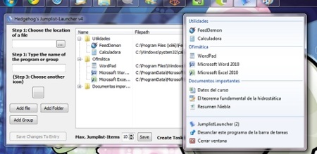 Jumplist Launcher permite crear Jump Lists personalizadas en Windows 7