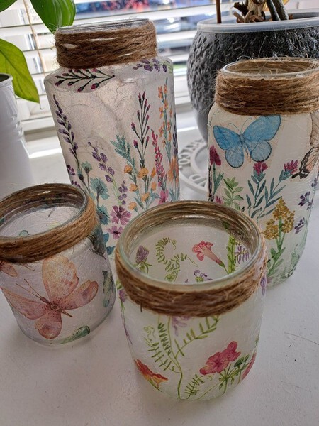 3 ideas creativas para decorar frascos de mayonesa con decoupage y darles una segunda vida