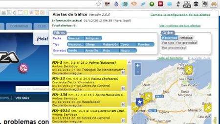 Alertas Tráfico, extensión para Chrome para conocer las incidencias en las carreteras