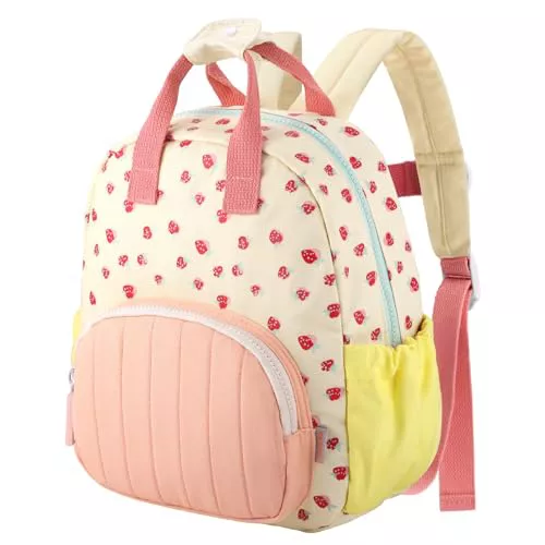 GAGAKU Mochila Guarderia Niña para 30cm Mochila Pequeña Escolar Niño de 2-4 Años Mini Mochila Bolso de viaje Ajustable con Bolsillos Laterales Mochila Primaria Niñas Regalo de Cumpleaños - Rosa Fresa