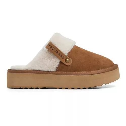 Pepe Jeans Zuecos de Piel Dissy North marrón