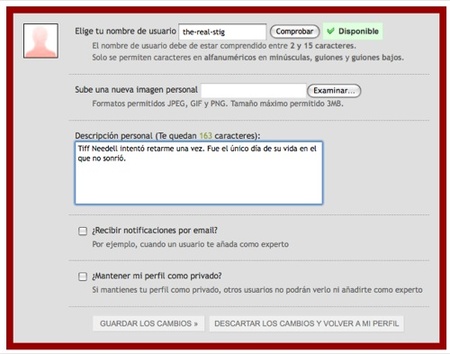 Página de usuario en Motorpasión