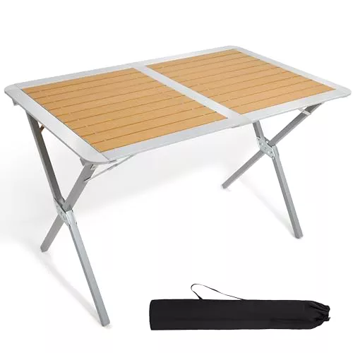 TIMBER RIDGE Mesa de Camping Plegable para 4-6 Personas Mesa de Jardín de Aluminio 110 x 70 cm, Mesa Plegable Portátil con Bolsa de Transporte Exterior Playa Picnic