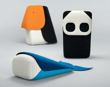 Muebles blanditos con formas de animales
