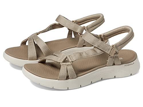 Skechers Sandalias Go Walk Flex SublimeGO WALK FLEX para mujer, Tela gris pardo, 38 EU
