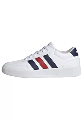 adidas Hombre BREAKNET 3.0 Shoes, FTWR White/Dark Blue/Better Scarlet, 43 1/3 EU