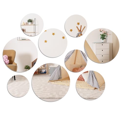 9 Piezas Espejos Autoadhesivos Pared Acrílico Decorativos Redondos - Hojas Flexibles 4 Tamaños - Pegatinas Para Sala de Estar Dormitorio Decoración