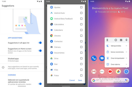 Pixel Launcher Sugerencias