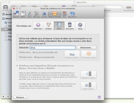Cómo cambiar la sincronización de Omnifocus de Mobile Me a Omni Sync Server
