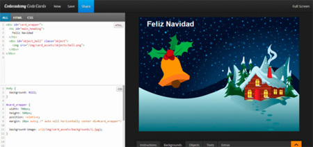 Crea tus propias postales navideñas en HTML de manera sencilla con Codeacademy Code Cards