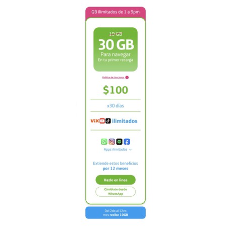 Movistar Recarga 100 Pesos Mexico Gigas Ilimitados 1 9 Pm