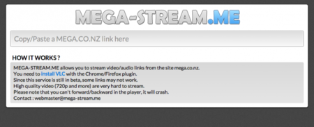 Mega Stream, un sitio web no oficial que permite hacer streaming de Mega