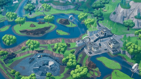 Desafío Fortnite: dónde conseguir el Fortbyte 04 descendiendo a través de los anillos de Balsa Botín con la estela Senda de plasma. Solución