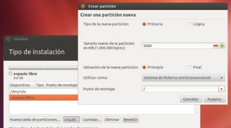 Configuración de las particiones de Precise Pangolin