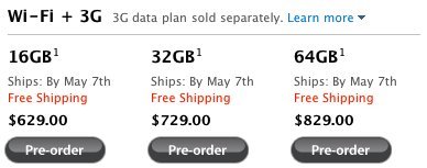 El iPad 3G empezará a enviarse en USA el próximo 7 de mayo