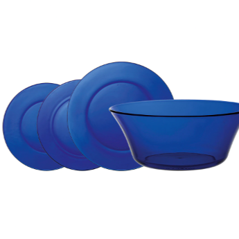 Vajilla Saphir Lys Duralex 12 piezas vidrio azul oscuro 