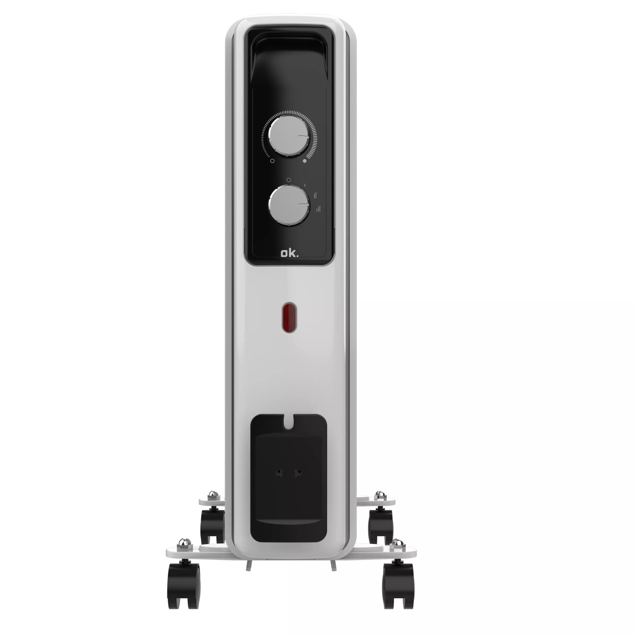 Radiador de aceite - ok. 912024, 2000W, 3 niveles de potencia, 9 elementos, Hasta 20m2, Asa, Ruedas, Protección sobrecalentamiento, Blanco