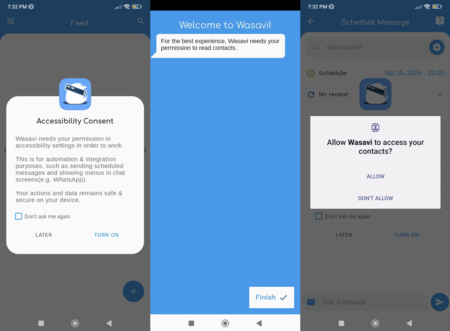 Wasavi app for scheduling WhatsApp messages