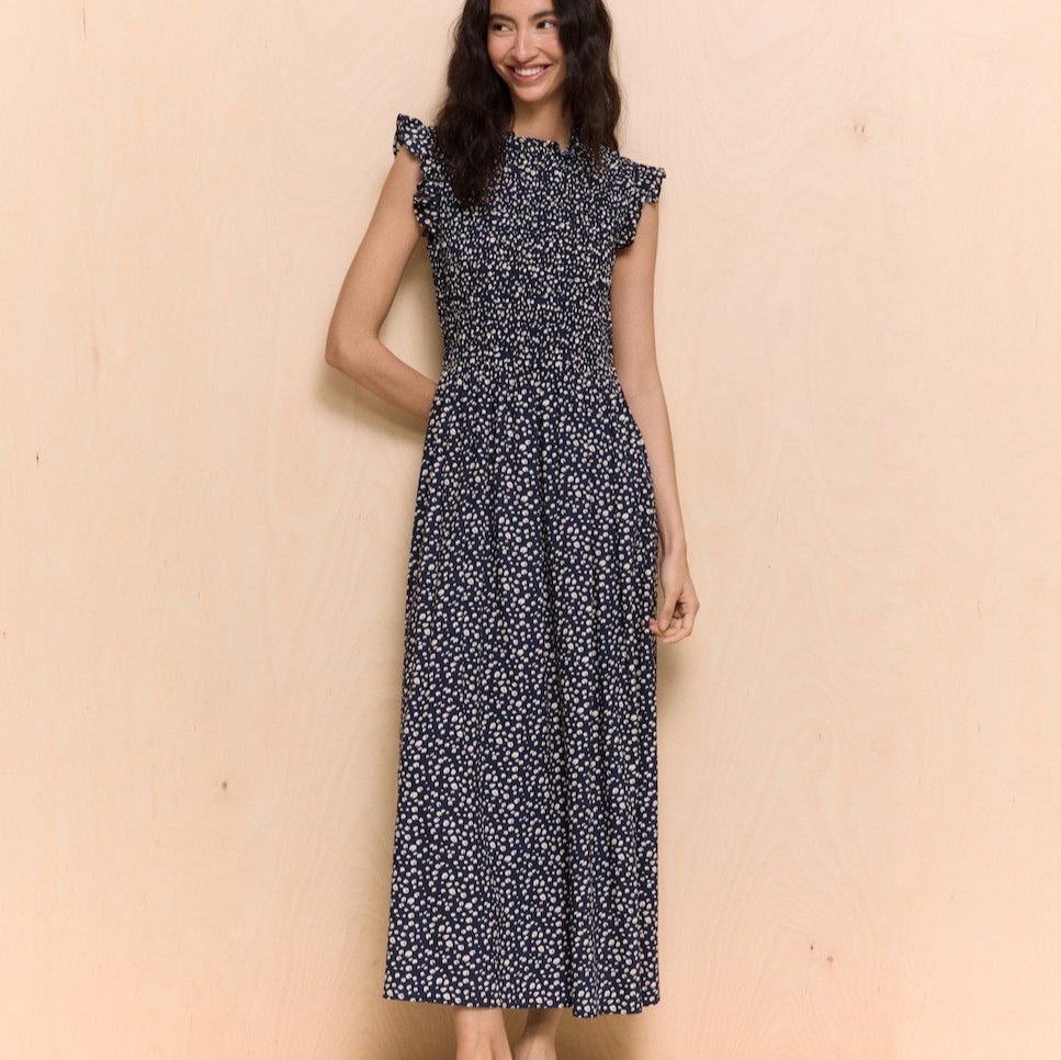 Vestido midi sin mangas de nido de abeja de mujer Easy Wear

