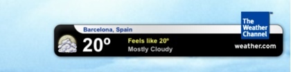 Salvapantallas oficial de The Weather Channel que muestra el tiempo actual