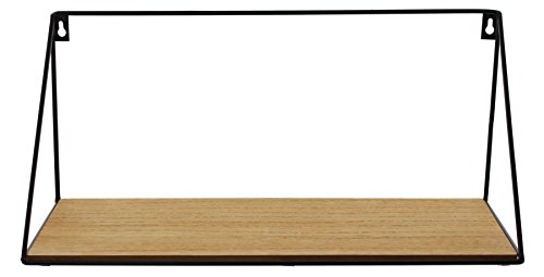 levandeo Pared estantería 39 x 15 cm Negro Metal MDF Madera Natural Diseño Moderno la Industria Industrial Estilo 452097 Pared decoración