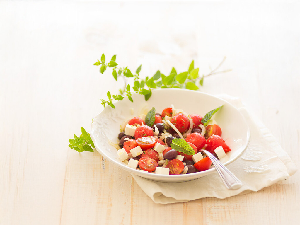 Ensalada mediterránea de sandía y queso feta: receta