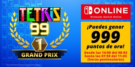 Tetris 99 celebrará su campeonato online Grand Prix para optar a un premio de 999 puntos de oro de Nintendo