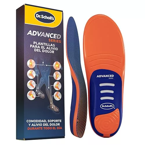 Dr. Scholl’s Advanced Pain Relief Plantillas Ortopédicas Hombres Mujeres, resistentes para zapatos y botas, alivio fascitis plantar, soporte arco, pies planos, soporta hasta 150kg, 39.5-40