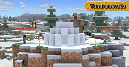 Aquí se explica cómo elegir los diferentes biomas en el escenario de Minecraft. 10 Super Smash Bros Ultimate Minecraft Etapa 05