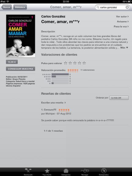 iTunes censura la palabra "mamar"