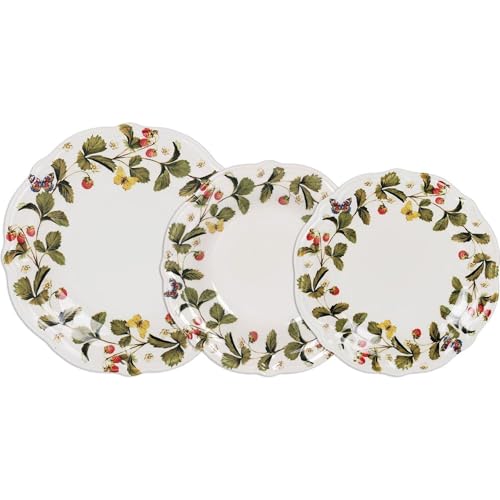 Santa Clara Vajilla Completa 12 Piezas de Vidrio Templado, Incluye 4 Platos Llanos, 4 Platos Hondos y 4 Platos de Postre, Colección Aranjuez