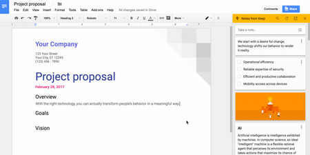 La versión web de Google Docs ahora nos permite acceder a nuestras notas de Google Keep