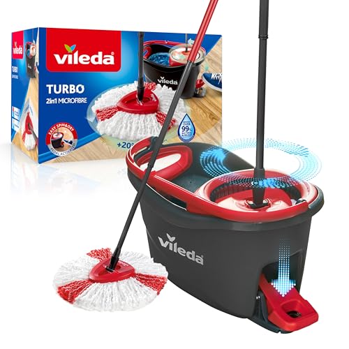 Vileda Turbo, Set de fregona con Cubo, Pedal y Palo