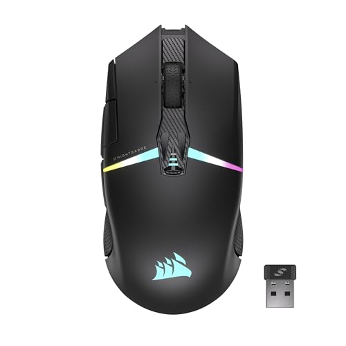 Corsair NIGHTSABRE Wireless RGB FPS/MOBA Ratón para Juegos - 26,000 dpi - 11 Botones Programables - Batería hasta 100hrs - Compatible con iCUE - PC, PS5, PS4, Xbox - Negro
