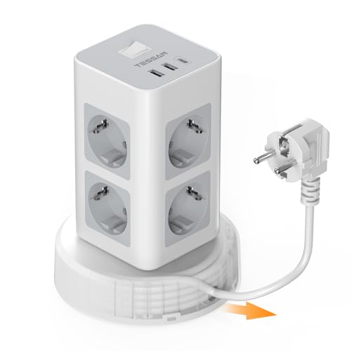 TESSAN Regleta Enchufes, 11 en 1 Regleta Vertical con Interruptor