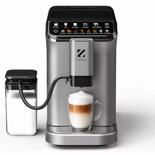 ZACHVO Cafetera Superautomática con Sistema de Leche–20 Bares, 7 Bebidas