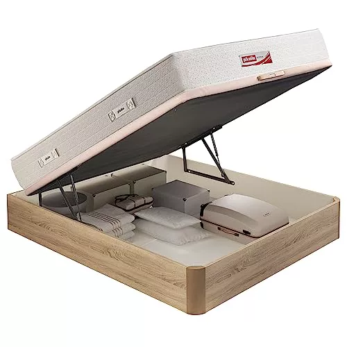 PIKOLIN Pack Colchón viscoelástico de muelles 150x190 + Canapé Base abatible Natural y Dos Almohadas de Fibra, Incluye Subida a Domicilio, Montaje y Retirada de Usado