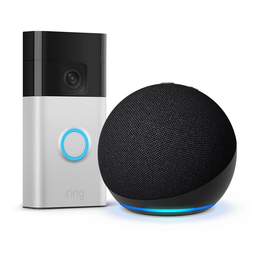 Echo Dot (Última generación) + Ring videotimbre con batería (Battery Video Doorbell) (2024)