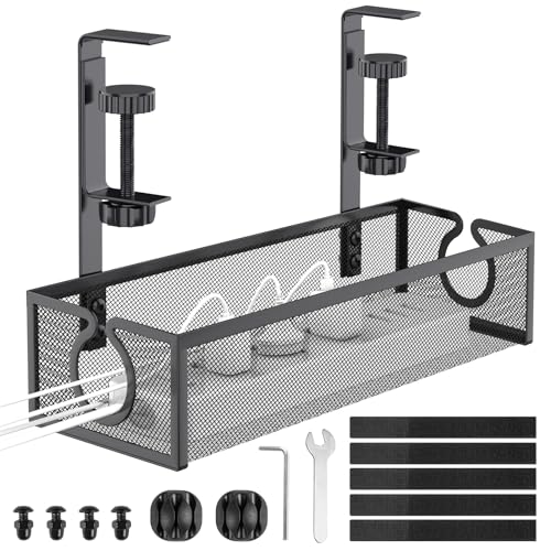 DECOHOME Bandeja de gestión de cables para debajo del escritorio