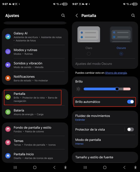 Utiliza el brillo automático