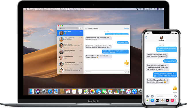 iPhone y Mac con iMessage en pantalla
