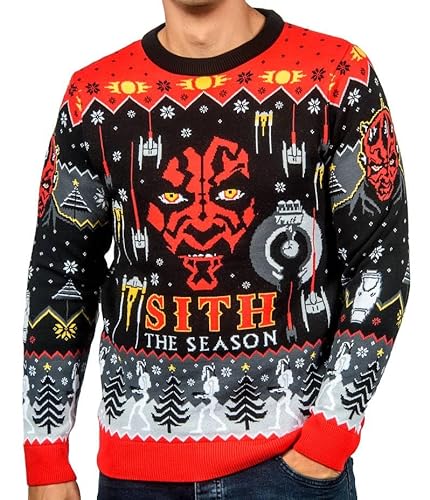 Fashion UK Jersey navideño de Star Wars Sith, negro, rojo, L