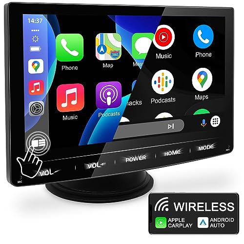 ‹ACTUALIZADO› URVOLAX Pantalla Carplay Coche,Android Auto Inalambrico Apple Carplay Wireless,7 Pulgada Portatil Car Play Monitor,Mirror Link/Auto Link/Bluetooth 5.0/AUX/Radio/Transmisor FM/Navegación