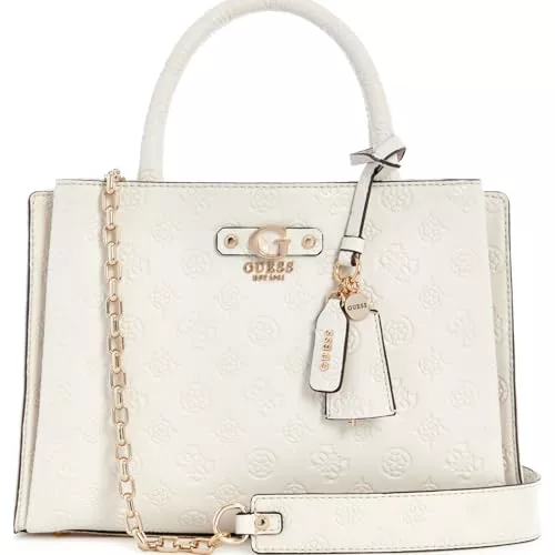 GUESS Gerty Girlfriend Satchel Bag Cream White