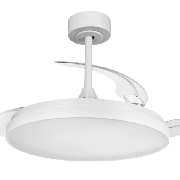 Ventilador de techo con luz retráctil silencioso DC Torrent blanco 106 cm color luz regulable