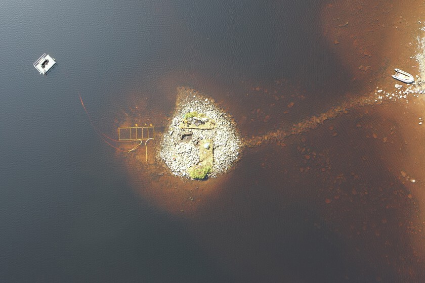an artificial island with a wood and stone structure older than Stonehenge