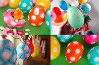 Original manualidad con niños: huevos de Pascua hechos con papel maché