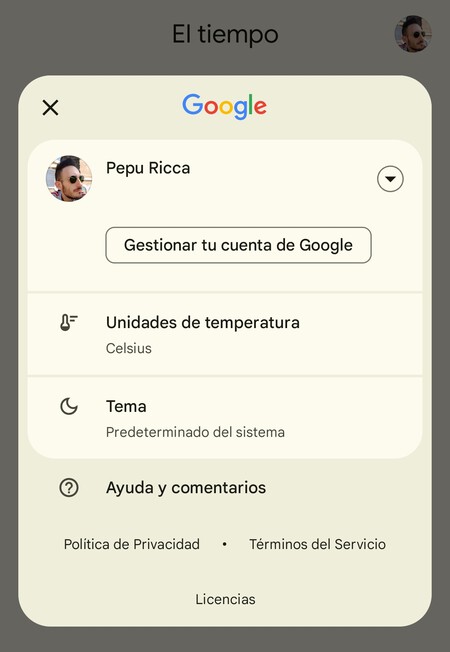 Tiempo Google Cuenta