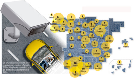 Mapa cámaras vigilancia DGT cinturón y teléfono móvil